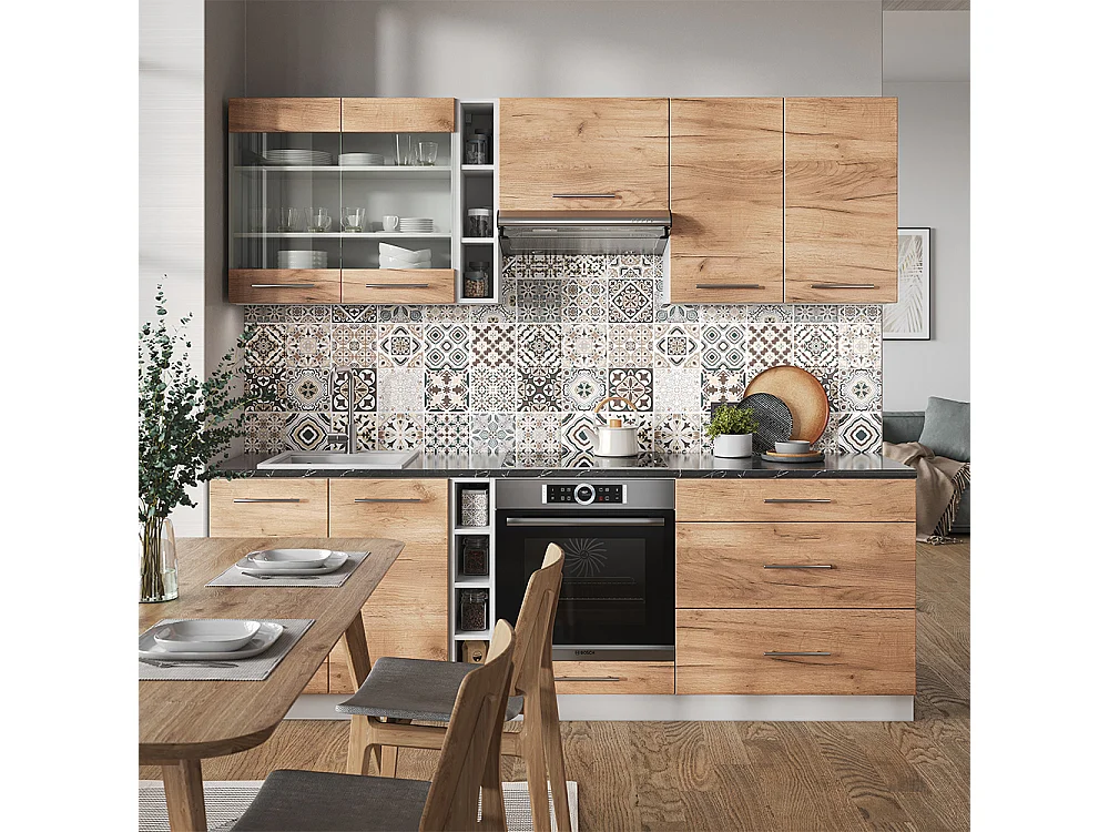 Mueble de cocina oro potencia roble/blanco 235x60x81.6 fame-line