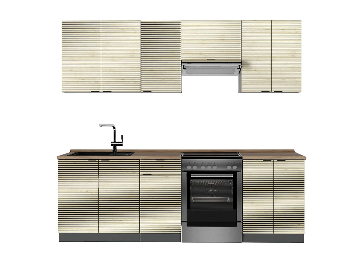 Mueble de cocina panel de roble/antracita 240x60x81.6 fame-line