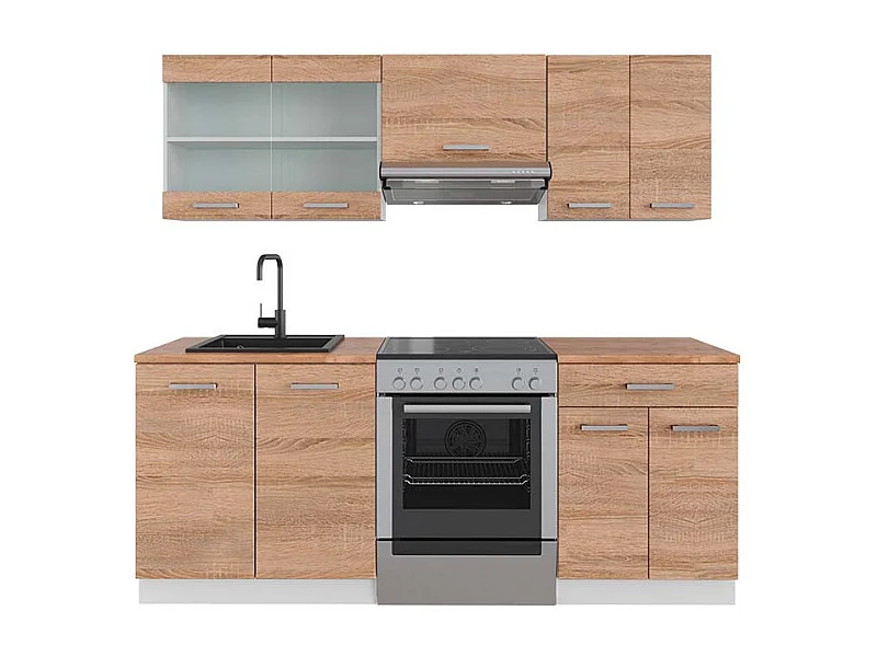 Küchenzeile sonoma/weiß 200x60x81.6 r-line