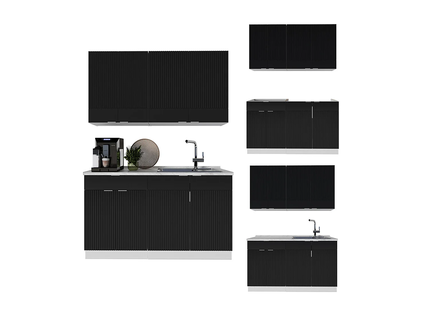 Cuisine noir rayé/blanc 140x46x81.6 fame-line