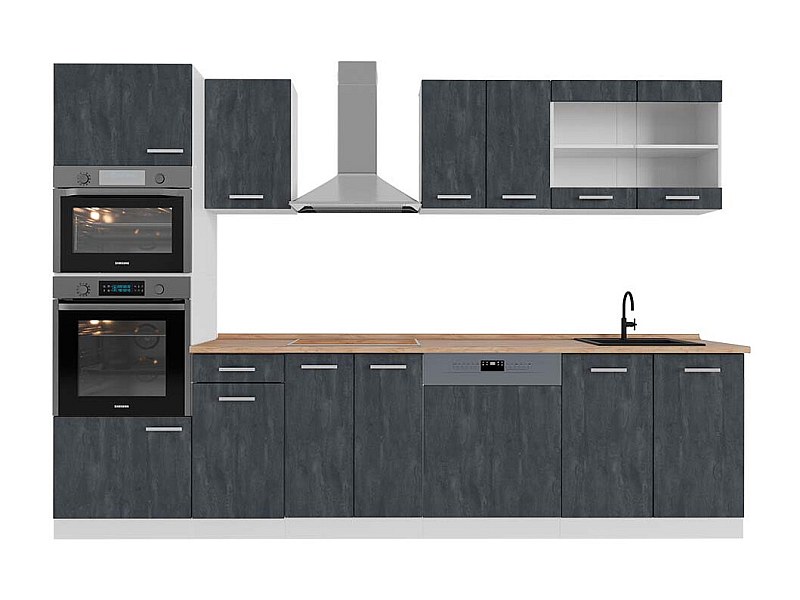 Kitchenette concreto preto/branco 300x60x81.6 r-line