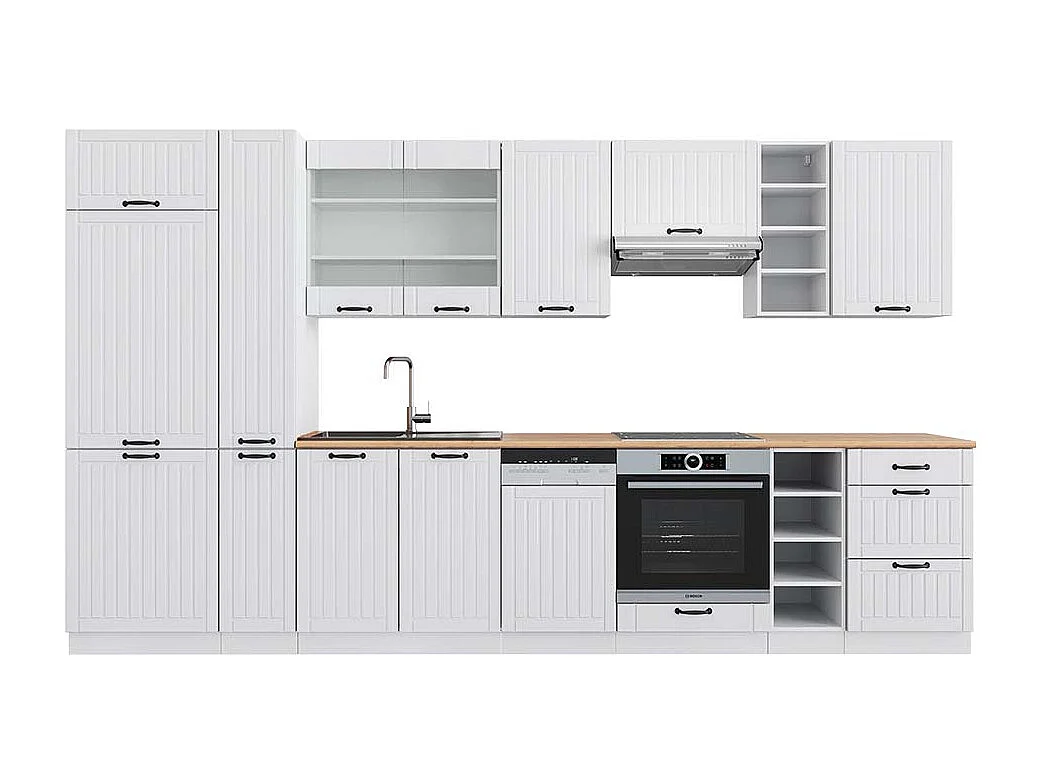 Mueble de cocina casa de campo blanca/blanca 355x60x81.6 fame-line