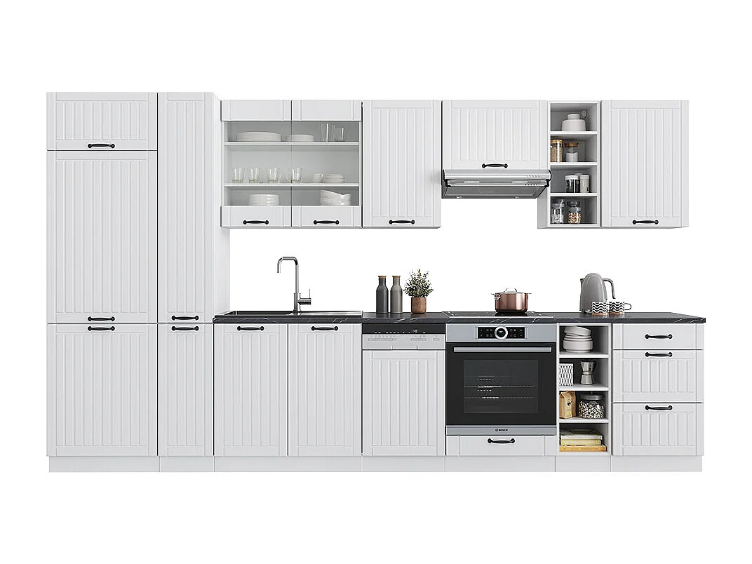 Mueble de cocina casa de campo blanca/blanca 355x60x81.6 fame-line