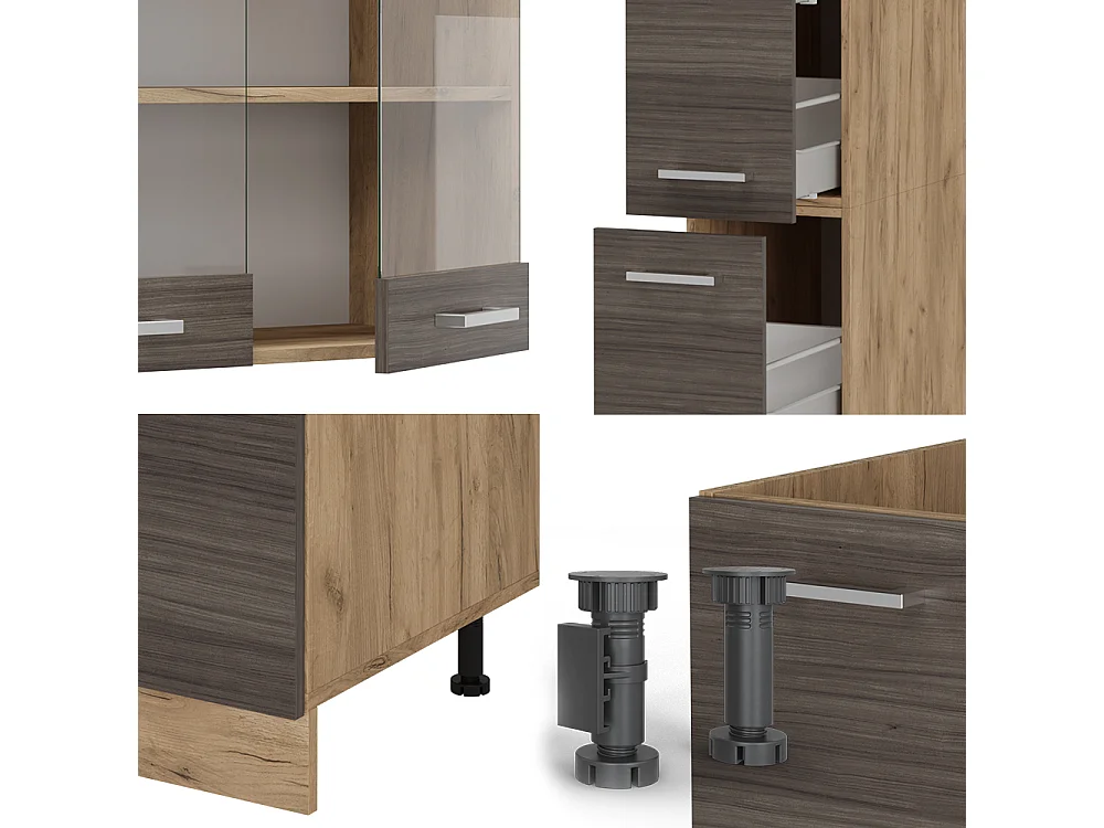 Cucina componibile grigio nobile/rovere dorato 350x46x81.6 r-line