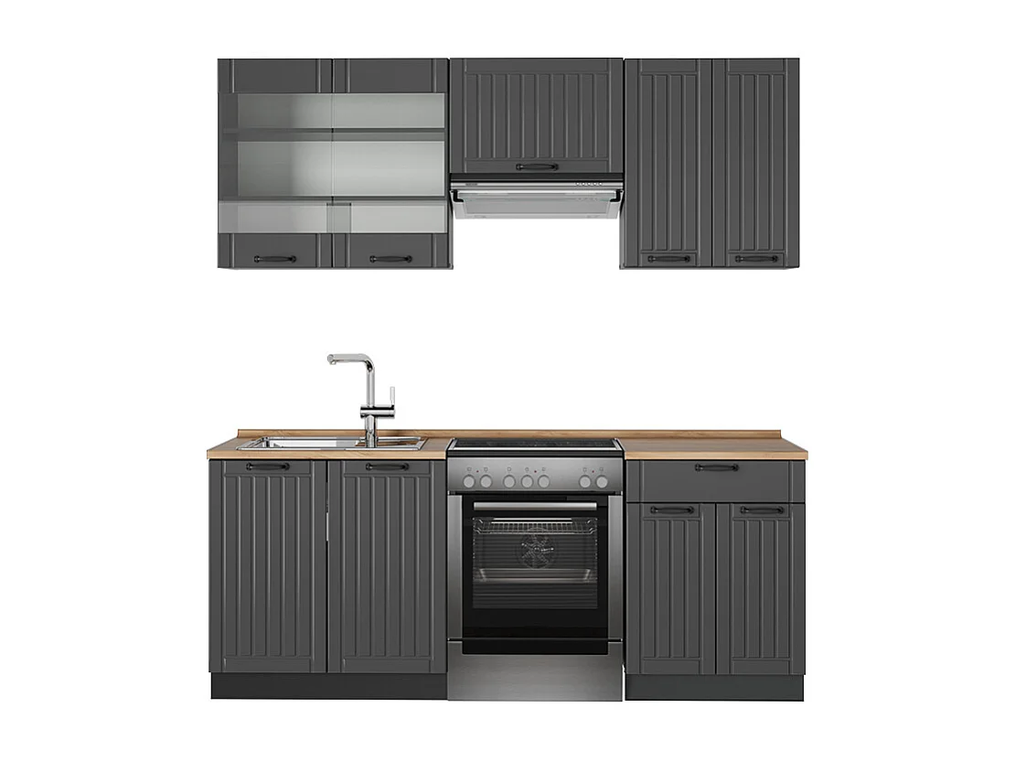 Zabudowa kuchenna ciemnoszary 200x60x81.6 fame-line