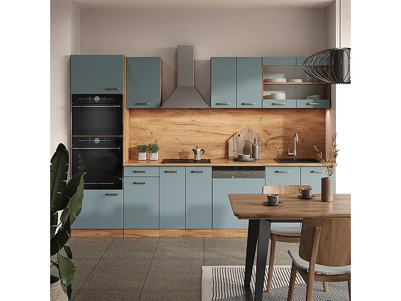 Cuisine bleu-gris/chêne doré 300x46x81.6 r-line