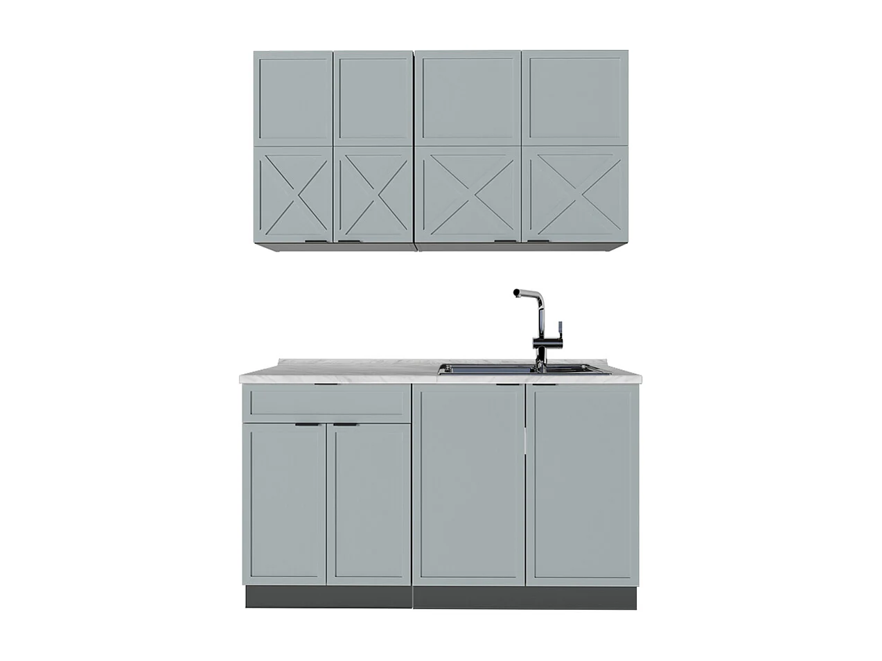 Singleküche hellblau-grau/anthrazit 140x60x81.6 fame-line