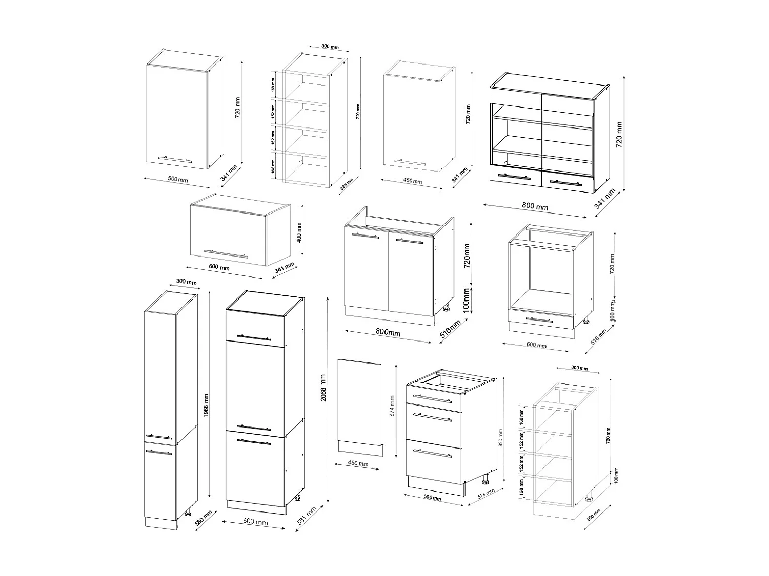 Cuisine blanc brillant/anthracite 355x60x81.6 fame-line