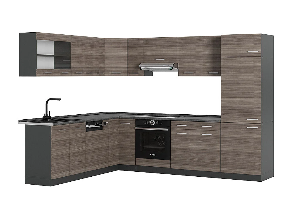 Cocina esquinera gris noble/antracita 287x60x81.6 r-line