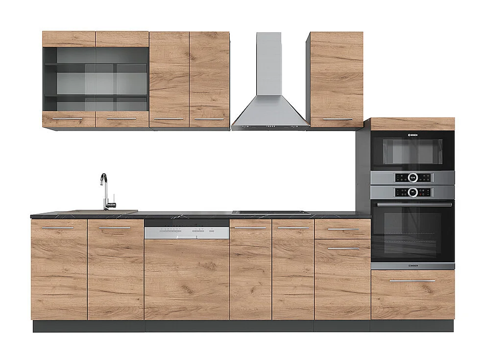 Cucina componibile quercia dorata/antracite 300x60x81.6 fame-line