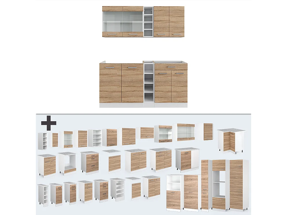 Cocina versátil sonoma/blanco 160x60x81.6 r-line