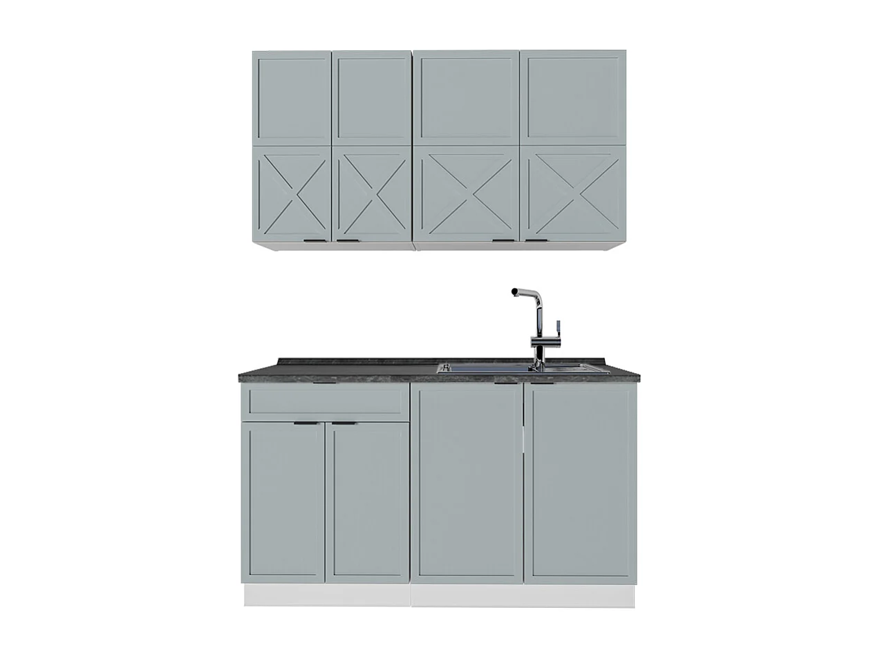 Cuisine bleu clair-gris/blanc 140x60x81.6 fame-line