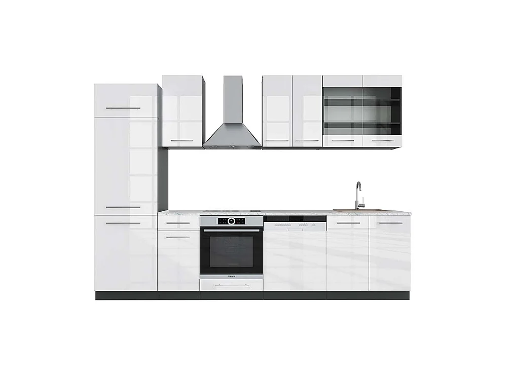 Mueble de cocina blanco brillo/antracita 300x60x81.6 fame-line