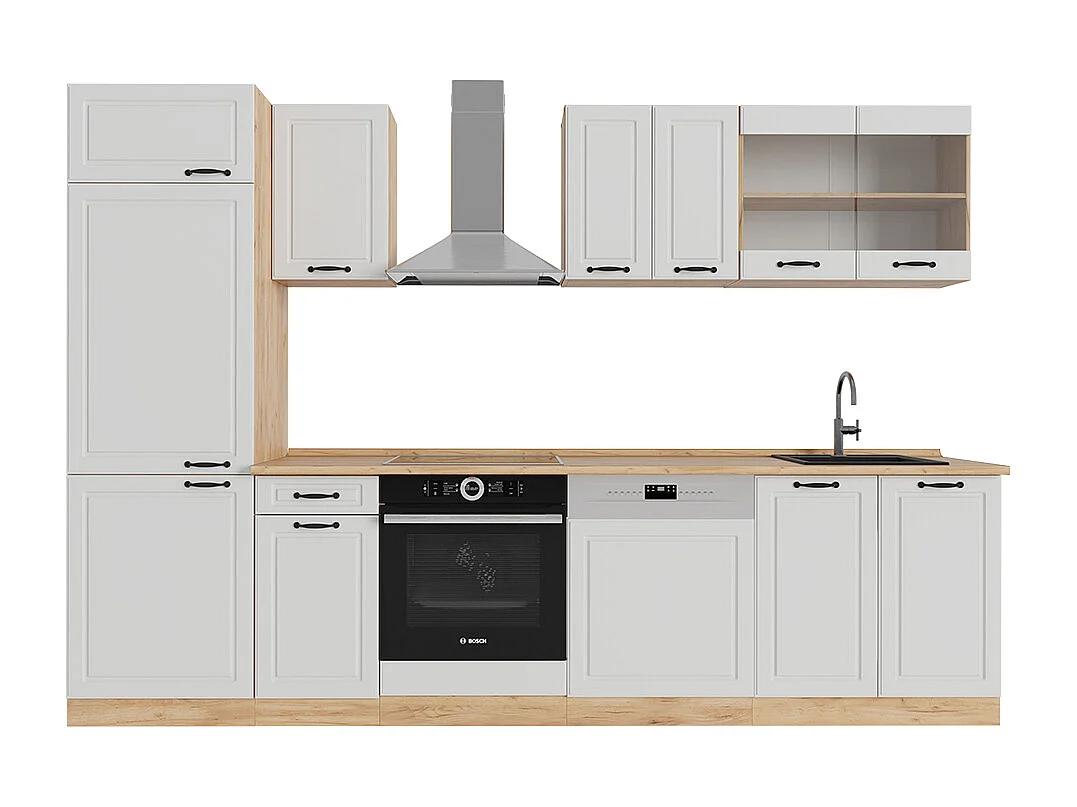 Cuisine blanc campagnard/chêne doré 300x46x81.6 r-line