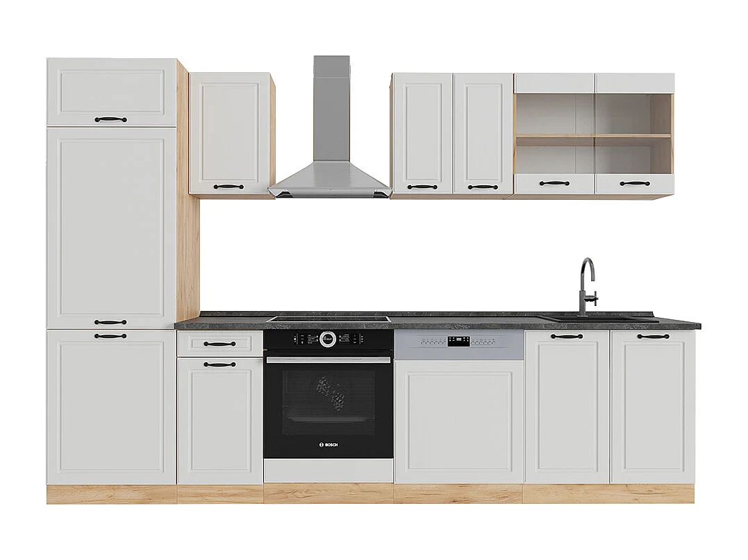 Cuisine blanc campagnard/chêne doré 300x46x81.6 r-line