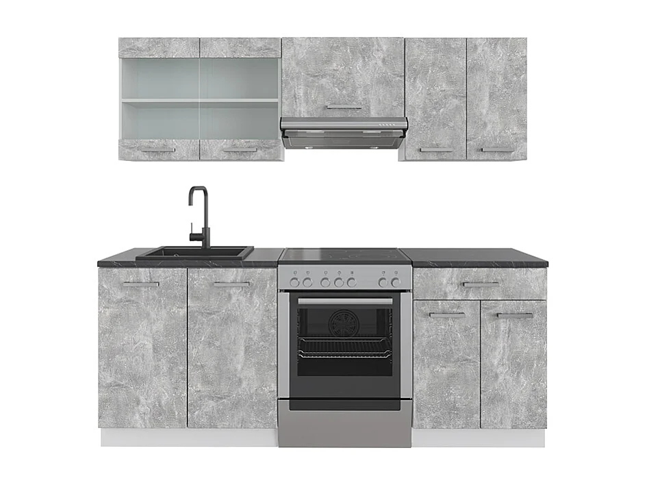 Cuisine béton/blanc 200x46x81.6 r-line