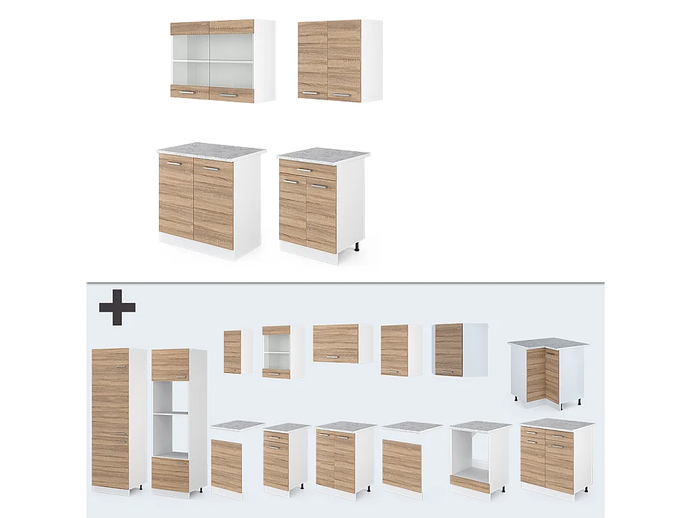Cucina monoblocco sonoma 140x60x81.6 r-line