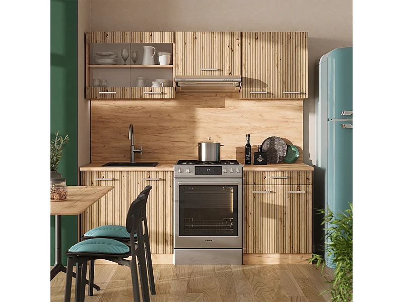 Mueble de cocina roble artesanal/roble dorado 200x60x81.6 r-line