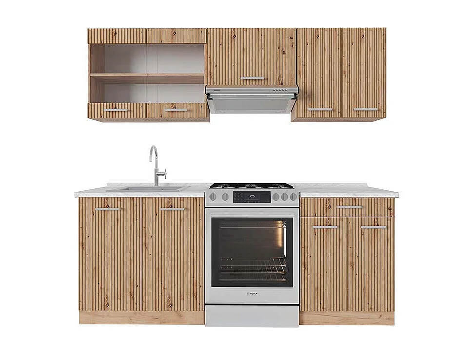 Küchenzeile artisan-eiche/goldkraft eiche 200x60x81.6 r-line