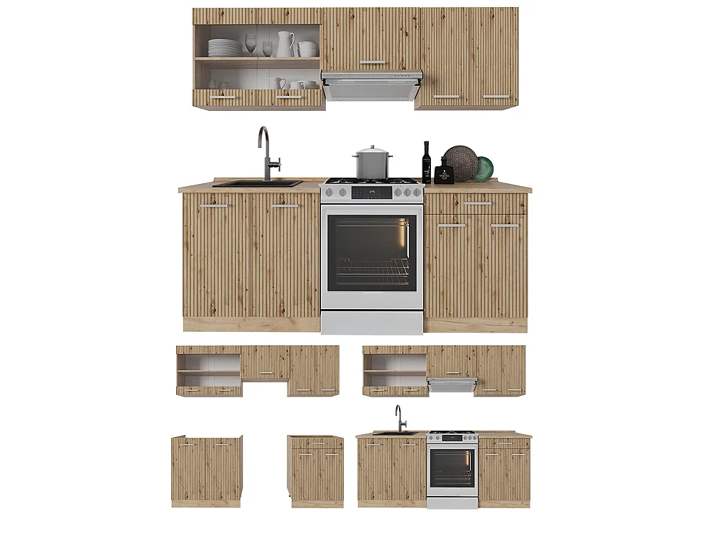 Cuisine chêne artisan/chêne doré 200x60x81.6 r-line