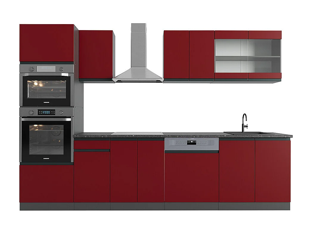 Mueble de cocina rojo/antracita 300x46x81.6 r-line