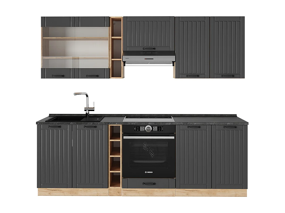 Mueble de cocina gris oscuro 235x60x81.6 fame-line