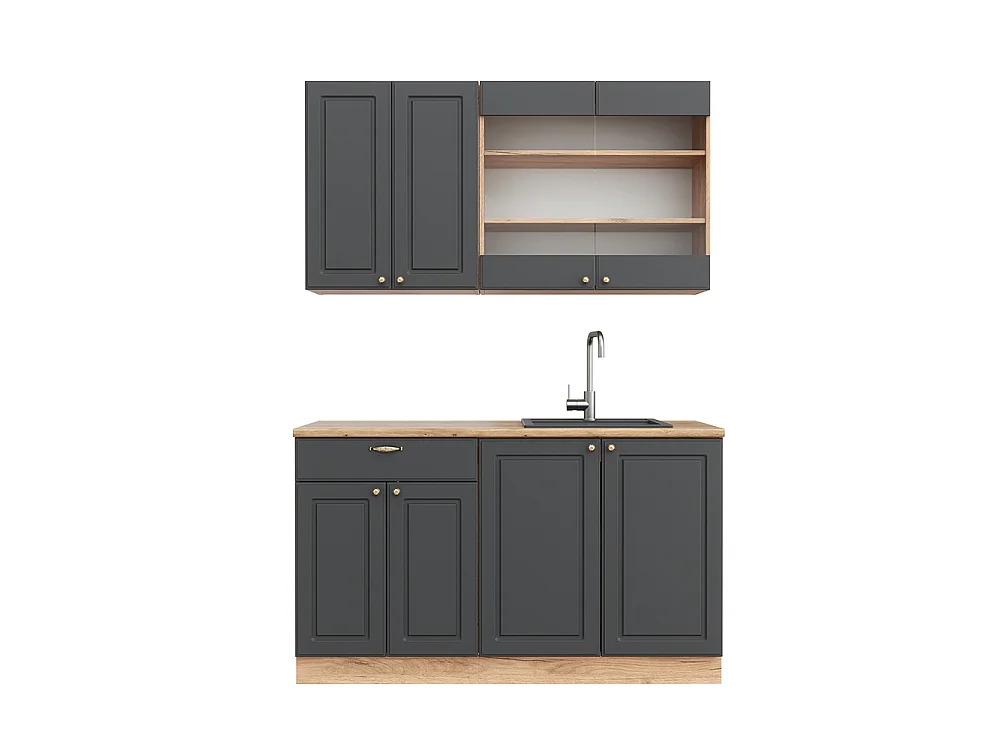 Cuisine anthracite campagne/chêne doré 140x46x81.6 fame-line