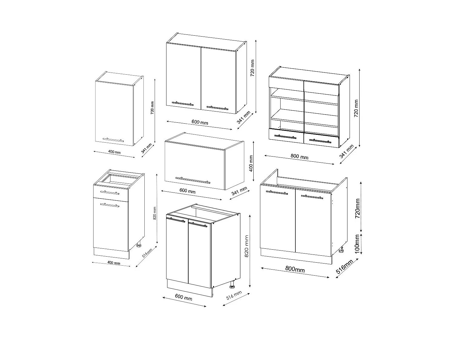Mueble de cocina casa de campo blanca/antracita 240x46x81.6 fame-line