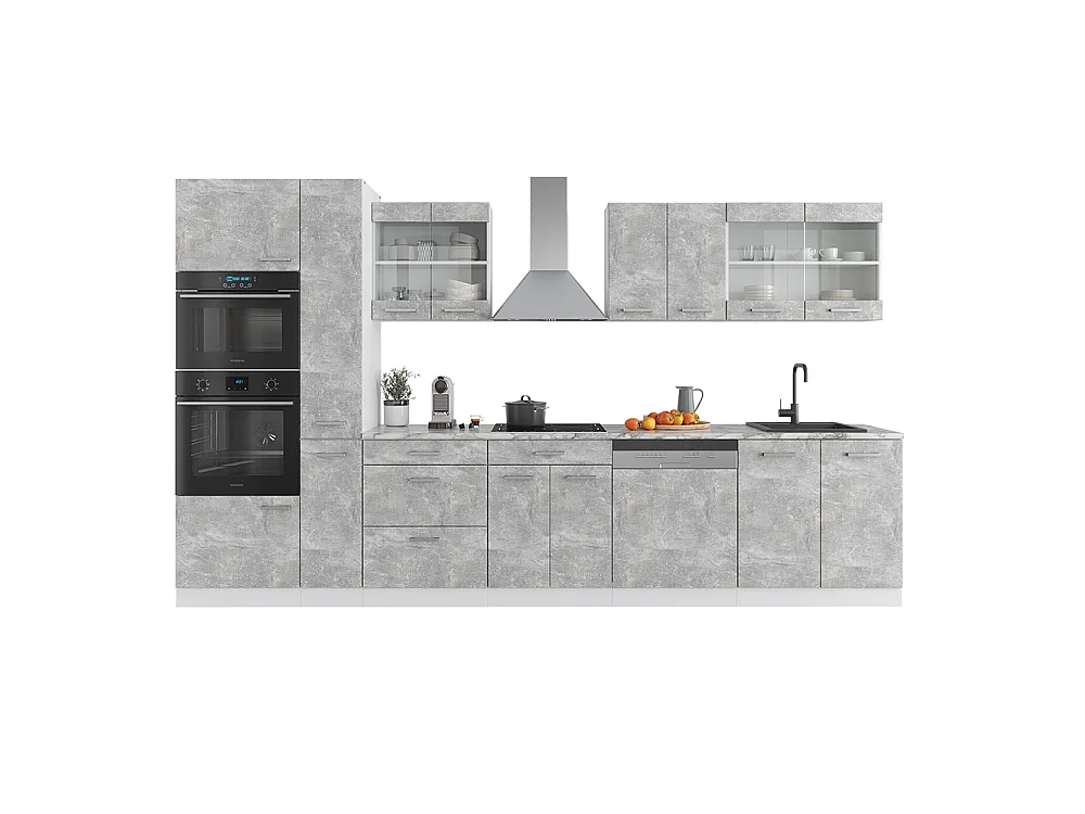 Køkkenenhed beton/hvid 350x60x81.6 r-line