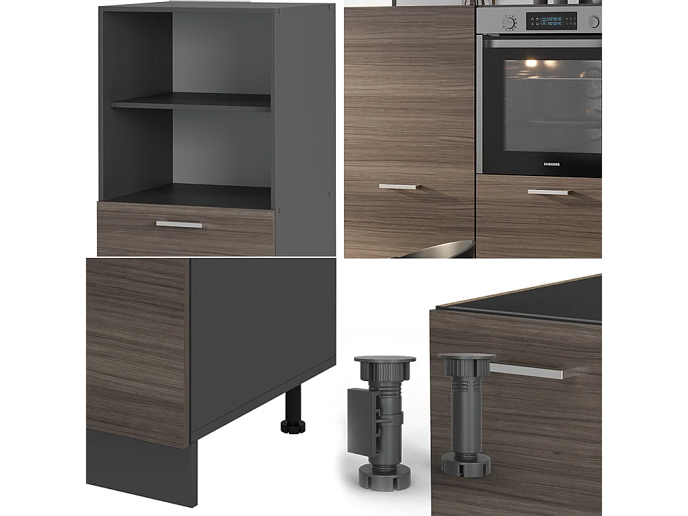 Bloque de cocina gris noble/antracita 180x46x81.6 r-line