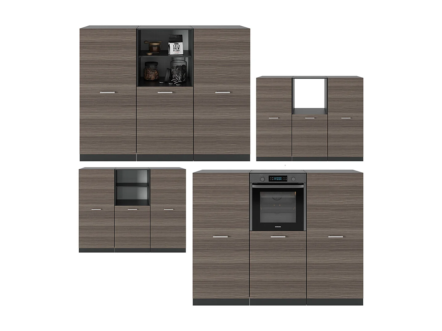 Bloque de cocina gris noble/antracita 180x46x81.6 r-line