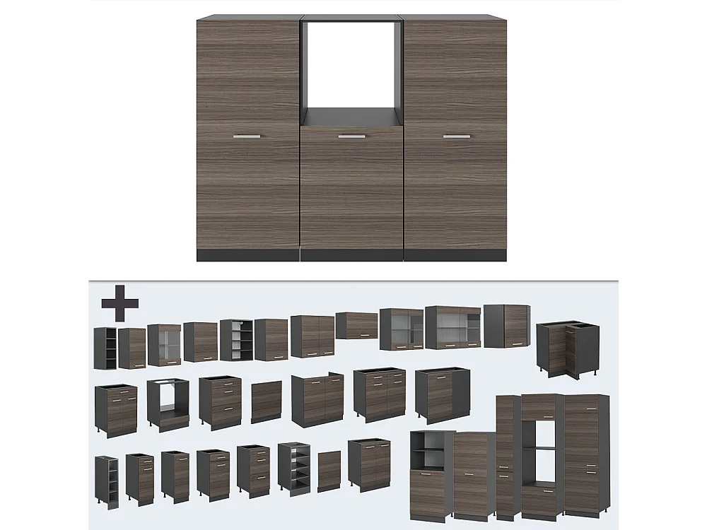 Bloc cuisine gris noble/anthracite 180x46x81.6 r-line