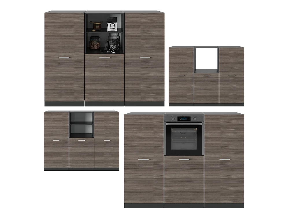 Bloc cuisine gris noble/anthracite 180x46x81.6 r-line