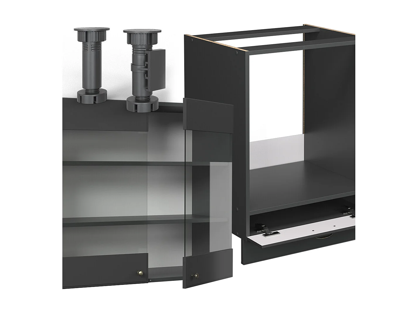 Cocina esquinera antracita-oro landhaus 190x60x81.6 fame-line