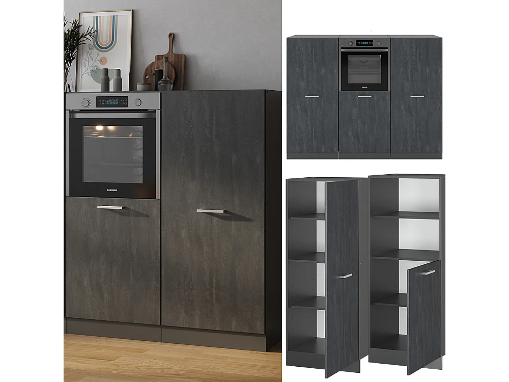 Bloque de cocina hormigón negro/antracita 180x46x81.6 r-line