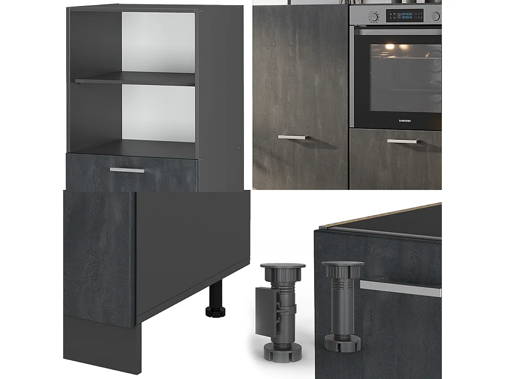 Bloque de cocina hormigón negro/antracita 180x46x81.6 r-line