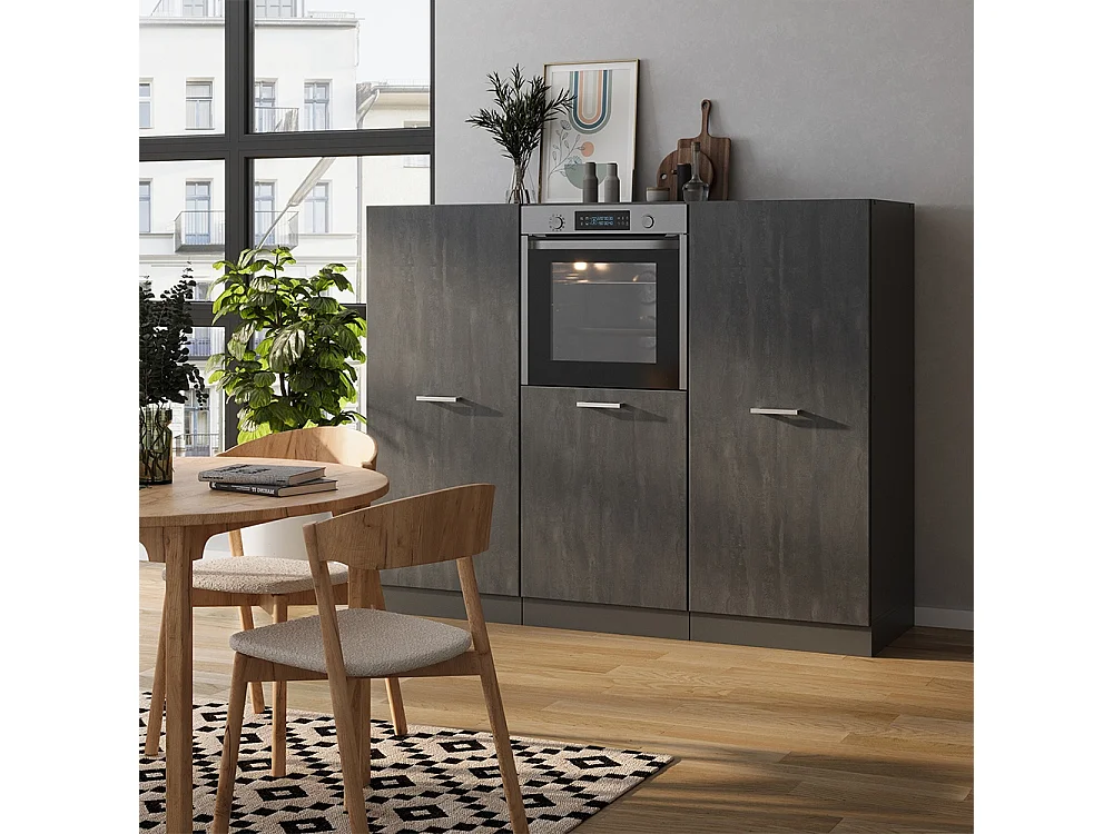 Bloc cuisine noir béton/anthracite 180x46x81.6 r-line