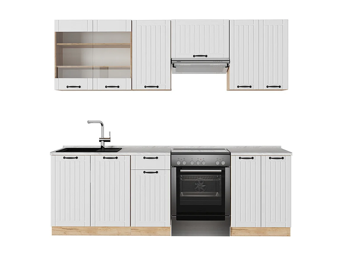 Mueble de cocina blanco casa de campo 240x46x81.6 fame-line