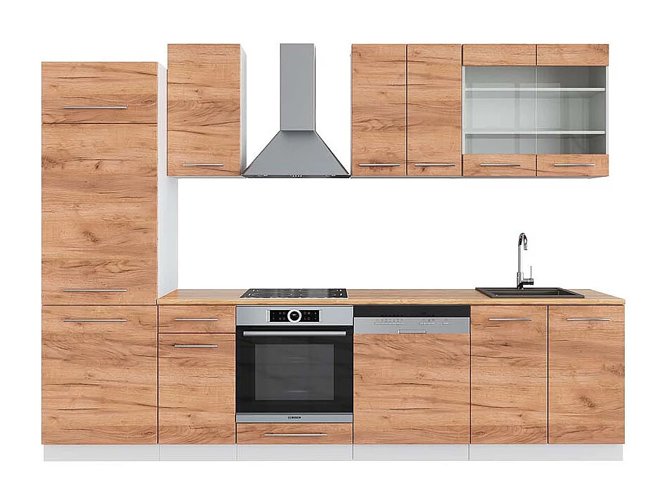 Cuisine chêne doré/blanc 300x60x81.6 fame-line