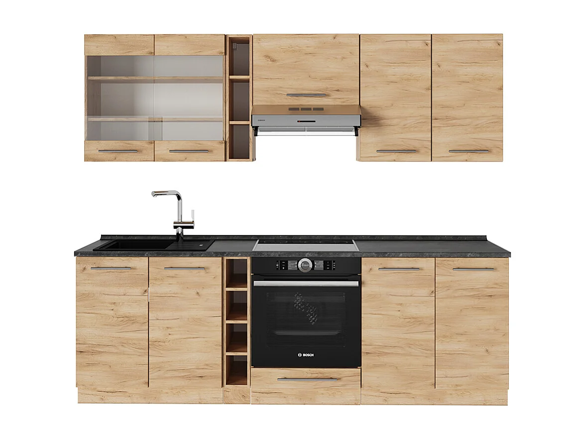 Cuisine chêne de force doré 235x60x81.6 fame-line