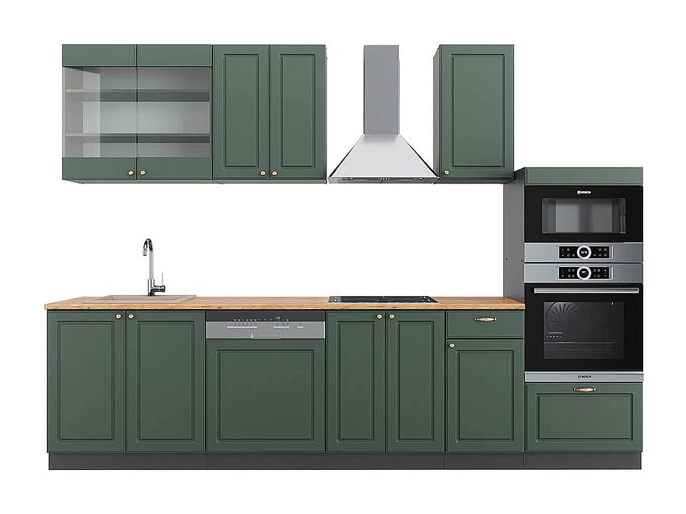 Cuisine vert et or campagne/anthracite 300x60x81.6 fame-line
