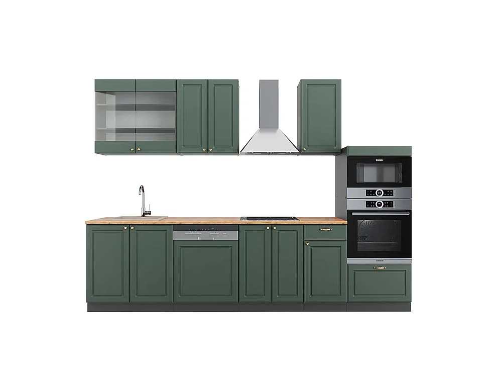Cucina componibile Verde-oro rustico/antracite 300x60x81.6 fame-line