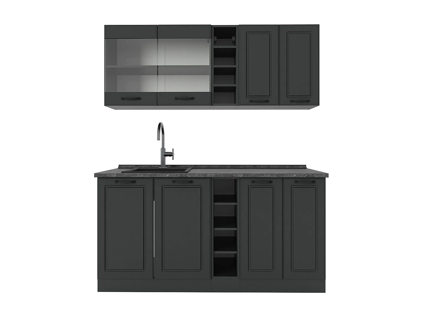 Eenpersoonskeuken antraciet landhuis/antraciet 160x60x81.6 r-line