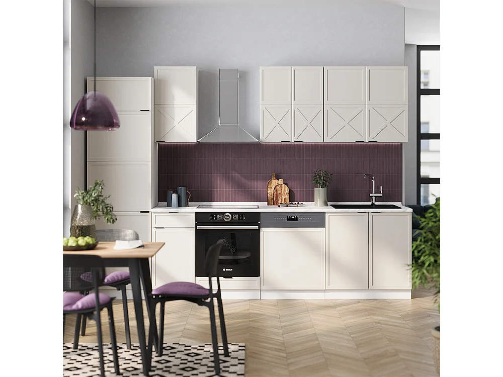 Mueble de cocina gris/beige/blanco 300x60x81.6 fame-line