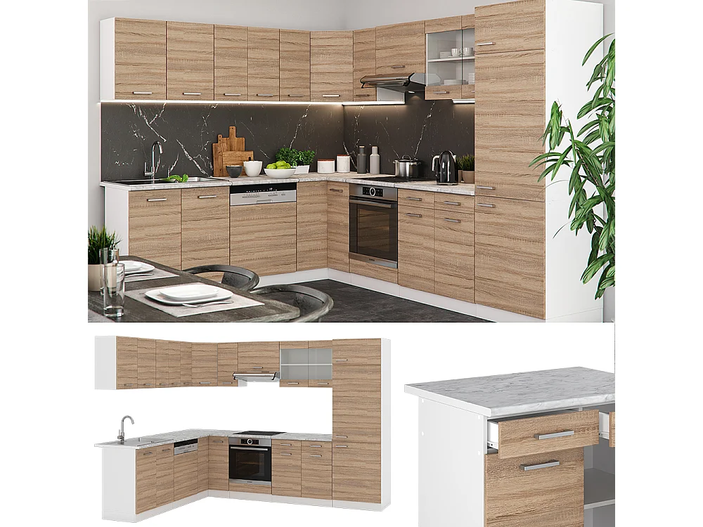 Kogoszczona kuchnia sonoma 287x46x81.6 r-line