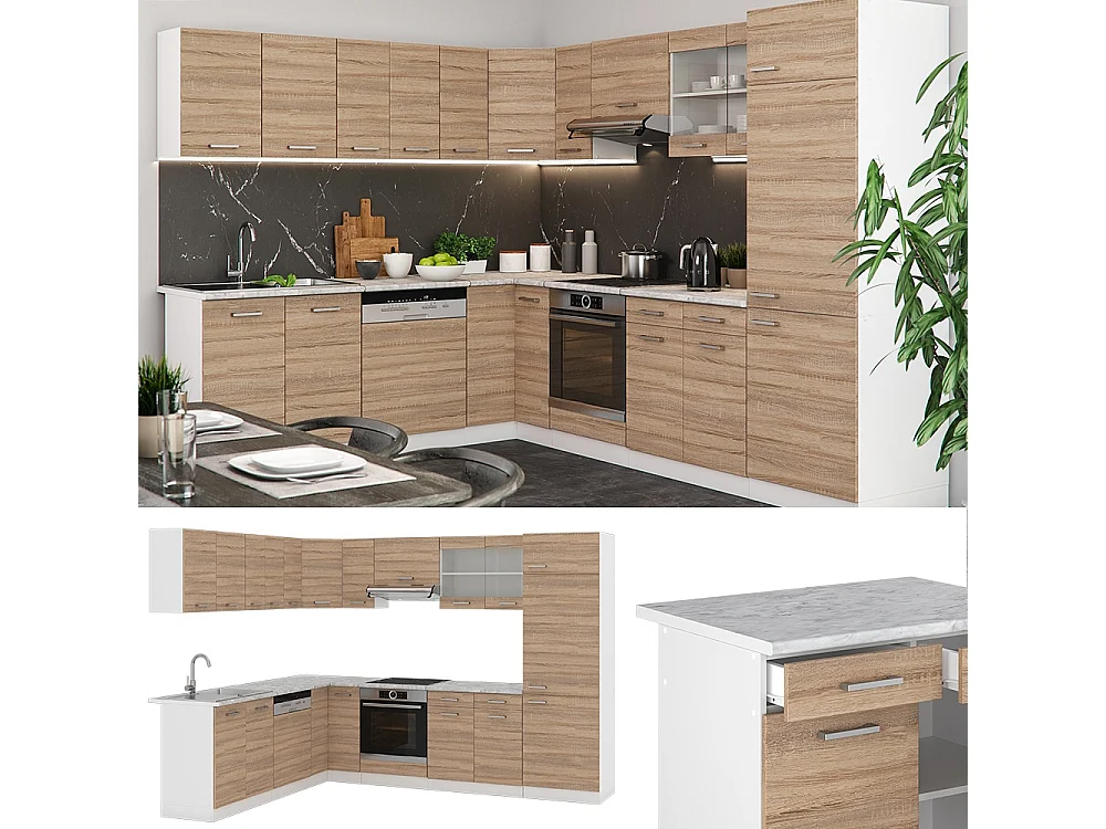 Cuisine en angle sonoma/blanc 287x46x81.6 r-line
