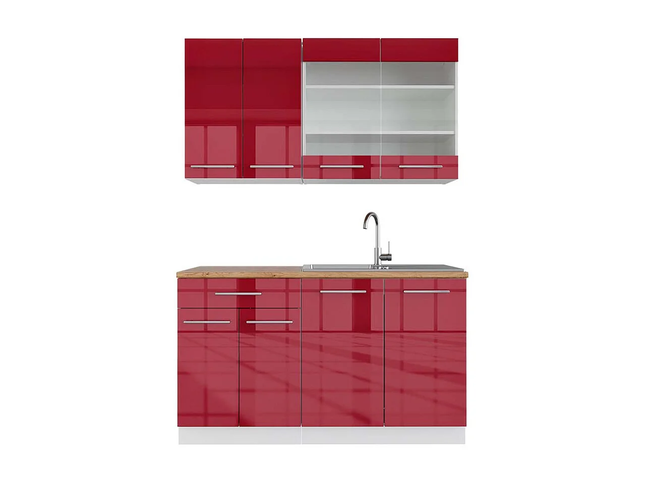 Cucina completa bordeaux lucido/bianco 140x60x81.6 fame-line