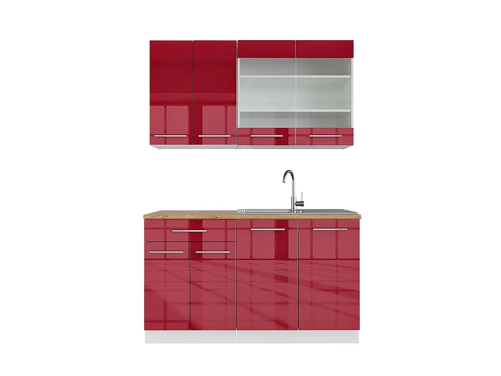 Pojedyncza kuchnia bordowy wysoki połysk/biały 140x60x81.6 fame-line