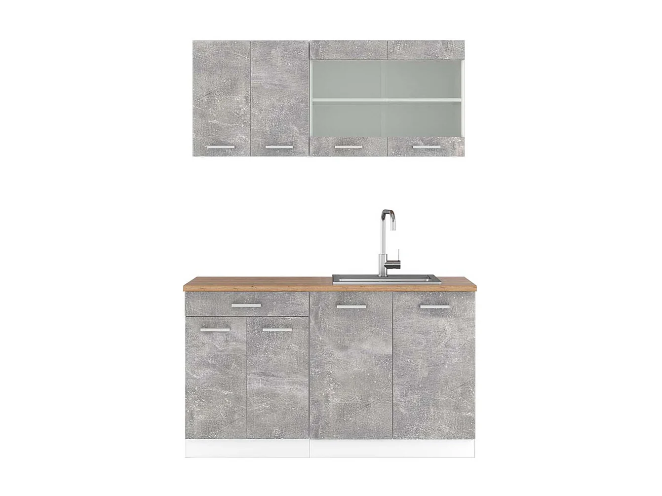 Cucina monoblocco cemento/bianco 140x60x81.6 r-line