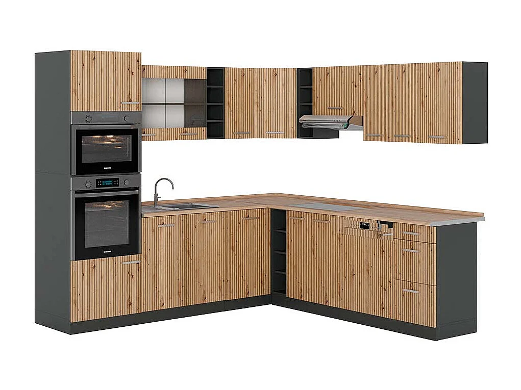 Eckküche artisan eiche/anthrazit 247x60x81.6 r-line